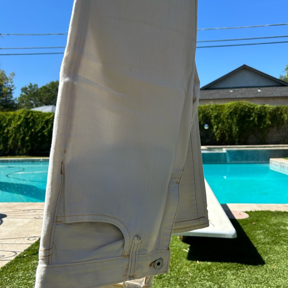 Rogan Men’s White Denim Jeans Size 29 Waist, Gold Stitching Made In Usa View 2